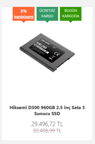 Hiksemi D300 960GB Sunucu SSD